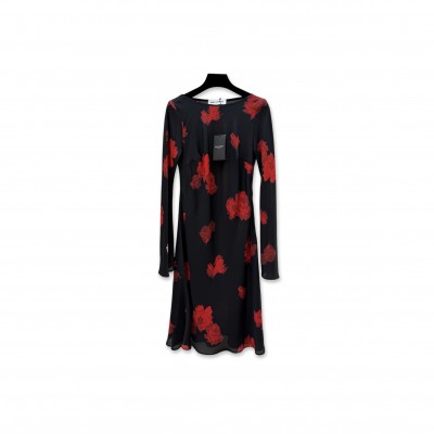 YSL LONG-SLEEVED SILK DRESS